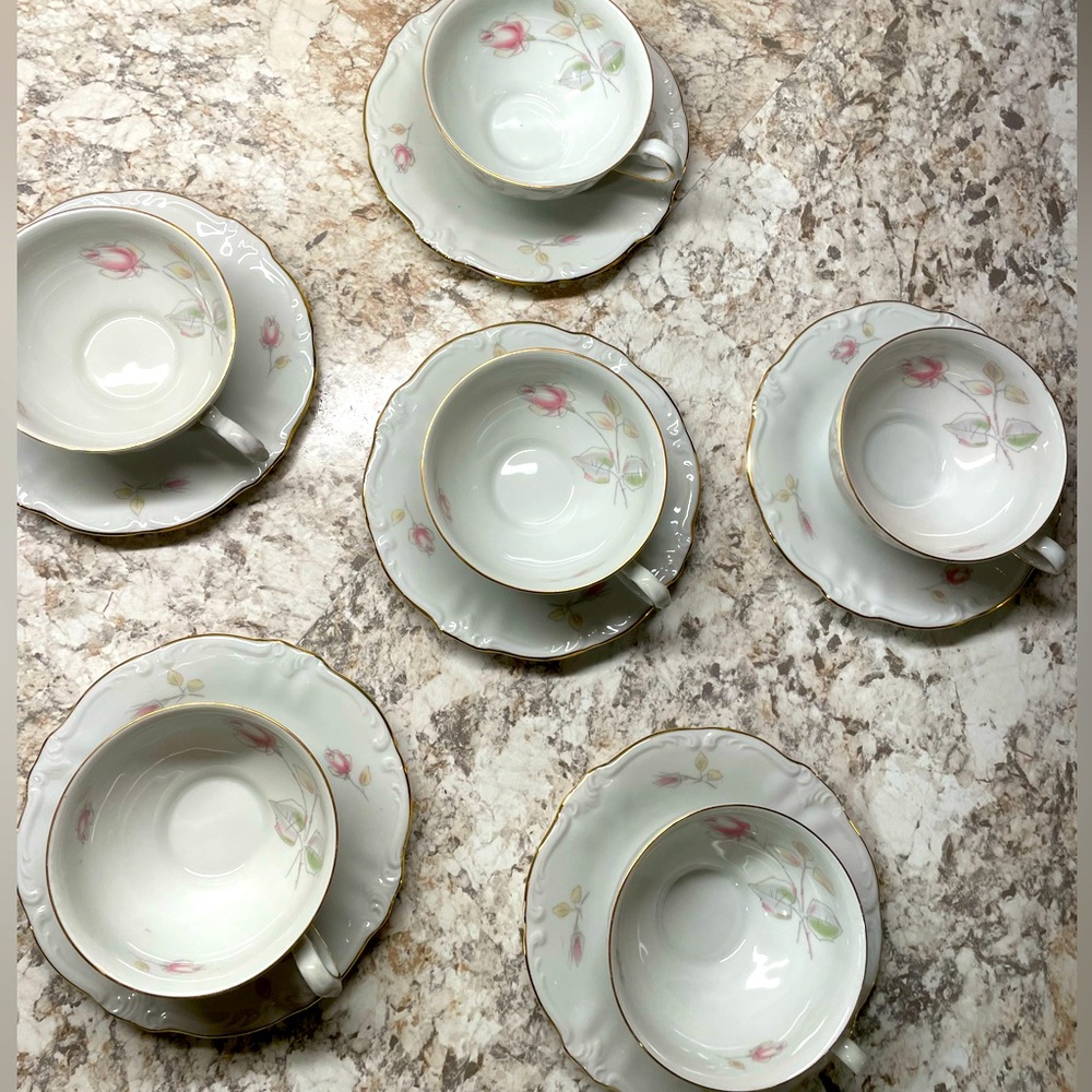 1940’s Winterling Bavaria Germany ~ 6 Fine Porcelain China Teacups & Saucers~ - Picture 4 of 16